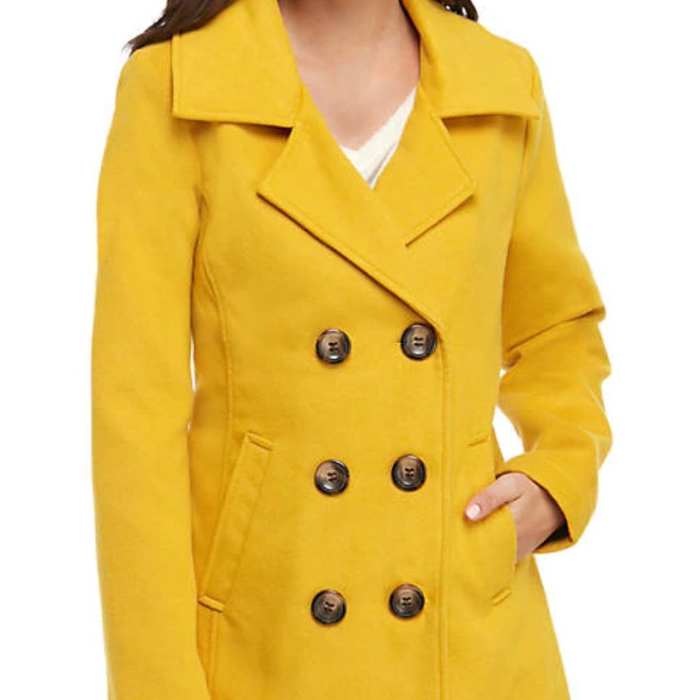 Me Jane Small Mustard Yellow Swing Peacoat NEW